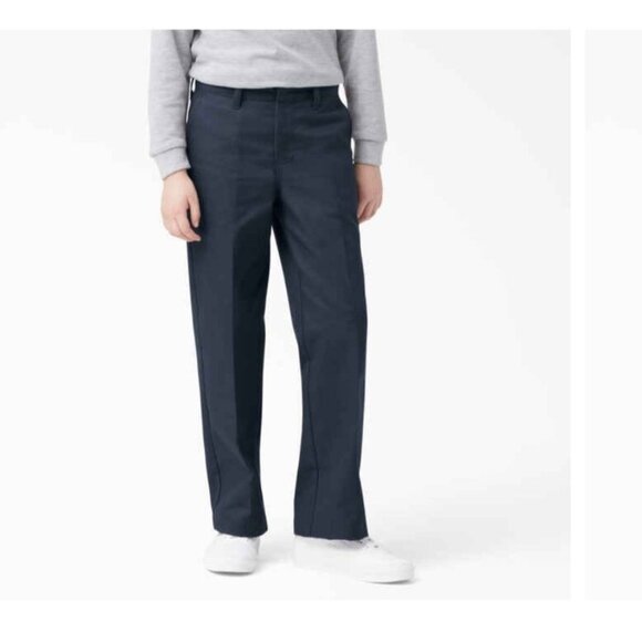 Dickies Boys Classic Fit Pants Reinforced Knee Size 12 Husky Navy Blue School - Picture 1 of 11